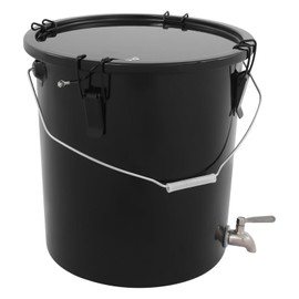 6 Gallon Fryer Grease Bucket Oil Disposal Caddy Steel Fryer Oil Buckets with Faucet and Strainer Oil Transport Container with Lid for Hot Cooking, Filtering (Bucket+Faucet)