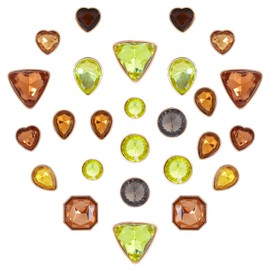 26 Pcs Bling Jewelry Shoe Charm Colorful Gems Rhinestone Crystal Shoe Accessories Decoration, Clog Sandal Slipper Charms for Women Valentine's Day Birthday Party Favor (Yellow Brown)