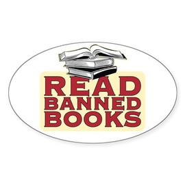 CafePress Read Banned Books Oval Sticker Oval Car Bumper Sticker
