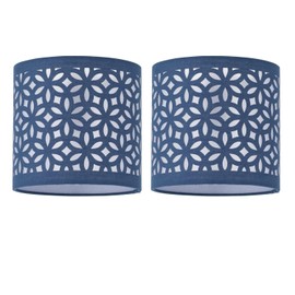 firstchoicelighting Set of 2 Navy Blue Table Lamp Shades, Lampshades for Table Lamp or Bedside Light, Modern Cut Out Design, Diameter 15cm