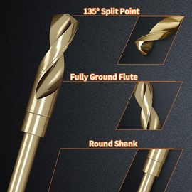 Meccion HSS-Co Metal Drill Professional Twisted Shank Precision Ground Twist Drill Bit for Metal, Stainless Steel and Iron