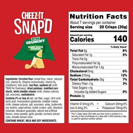Cheez-It Snap'd Cheese Cracker Chips, Thin Crisps, Extra Crunchy, Sharp White Cheddar (6 Bags)