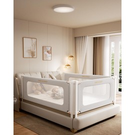 Bed Rail for Toddlers, Thickened & Reinforced Baby Bed Rail Guard forTwin Bed with Double Child Lock, Upgraded Toddler Bedrails with Height Adjustable, Grey, 1Side 39" Lx28 H
