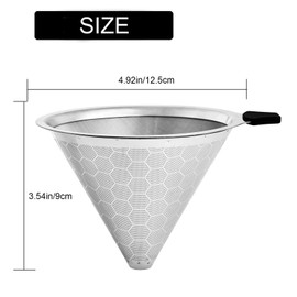 GLMMIR Pour Over Coffee Filter Compatible with Chemex & Hario V60 02 03, Reusable Stainless Steel Metal Cone Slow Drip Coffee Filter, 2-4 Cups Coffee Pour Over Dripper Filters