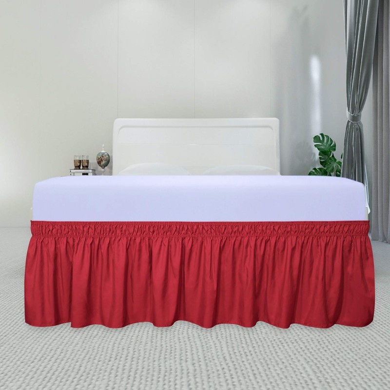 PureFit Wrap Around Ruffled Bed Skirt with Adjustable Elastic Belt