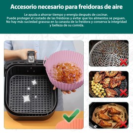 2 Piezas Olla De Silicona para Freidora de Aire,Accesorio sin Aceite,Bandeja Airfryer Antiadherente,Reemplazo Reutilizable de Revestimiento,Molde Silicona Freidora Cesta para Horno, Microondas (gris+rosado)
