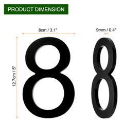 sourcing map 5 Inch Modern House Number, Acrylic Floating House Number for Outside Address Sign for House with Nail Kit for Mailbox Yard Home Front Door (Number 8, Matte Black)