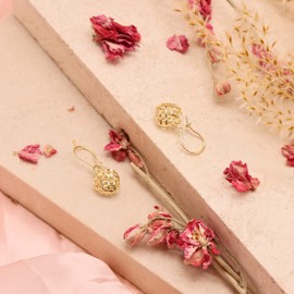 Carissima Gold Women's 9ct Yellow Gold Diamond Cut Heart Drop Earrings