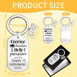 2025 Retirement Gift Keychain Set: Happy Retirement Gifts Keyring with Inspirational Message, Stainless Steel Keychain Gift for Retired Women and Men, Teacher, Coworker, Boss, or Friend with Box