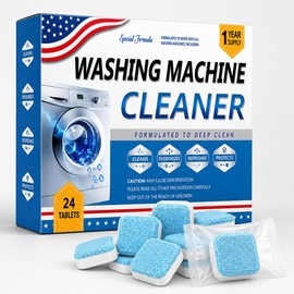 Dorwrnln Bio-Enzyme Washing Machine Cleaner Tablets 24 Pack, 5X Power Deep Cleaning Washer Inside Fight Odor for Front Load, Top Load & HE Washers, Deep Cleaning Washer Tub, Drum, Seal.