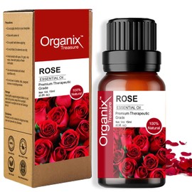 Organix Treasure Rose Essential oil Pure and Natural Therapeutic grade Steam distilled oil for skin care, Hair care, and Aromatherapy, 15ML