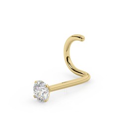EternalDia Real Diamond Nose Stud With Twist Back 14K Gold Nose Stud in 18 Gauge/Diamond Nose Ring/Diamond Color I J Diamond Clarity I2 I3/ 18g. 0.03Ct 14k Yellow Gold
