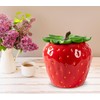 dgudgu Strawberry Candy Jar With Lid Red Candy Container Ceramic