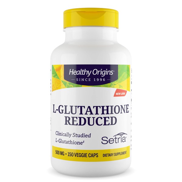 Healthy Origins L-Glutathione (Setria) Reduced, 500 mg - Immune Support Supplement - Collagen & Antioxidant Support - Gluten-Free Supplement - 150 Veggie Capsules