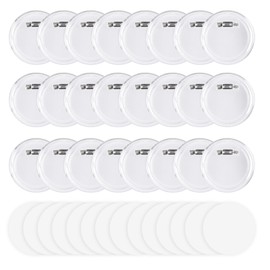 Happizza 1.97 Inch Button Maker DIY Clear Button Pins 50 Pack, Acrylic Button Making Kit, Make Your Own Buttons, Picture Photo Buttons for School Crafts Supplies, Blank Button Pins with Round Paper