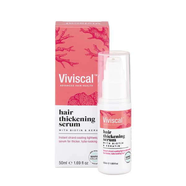 Viviscal Hair Thickening Serum for Naturally Thicker & Fuller Looking Hair, Paraben Free Leave In Conditioner with Biotin, Keratin & Marine Collagen, for All Hair Types (50ml)
