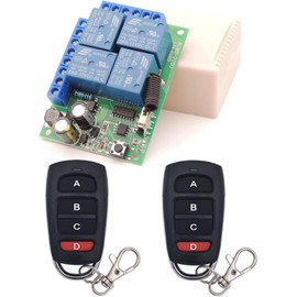 DieseRC Wireless Remote Control AC 220 V/230 V/240 V 10 A 4 Channels RF Relay Receiver with 2 Transmitters for Motor Garage Door Light Electric Curtain DIY Wireless Remote Control