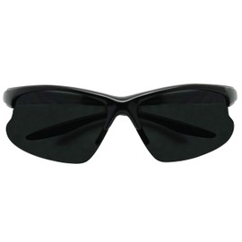 ShadyVEU Slim Wrap Around Sports Frame Mens Black Frame Sunglasses (Glossy Black)