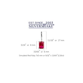 Silvershake 7X5mm Simulated Octagon Shape Red Ruby 925 Sterling Silver Hook Closure Earrings July Gemstone Birthstone