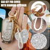Simocky Key Fob Cover with Diamond Keychain, Compatible with Ford
