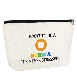 Gfhzdmf Reading Teacher Gift Makeup Bag Teacher Gift Reading Specialist Gift Cosmetic Bag Literacy Coach Gift SLP Gift I Want To Be A Schwa It's Never Stressed Zipper Pouch (Schwa Bag)