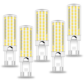 BROLSKUN G9 Led Bulbs 8W Chandelier Light Bulbs (80W Halogen Equivalent) 6000K Daylight White,T4 G9 Ceramic Bi Pin Base 800LM 110V-130V for Crystal Chandelier,Pack of 5