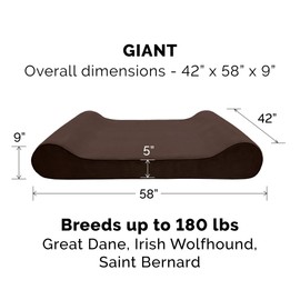 Furhaven Orthopedic Dog Bed for Extra Large Dogs w/ Removable Washable Cover, For Dogs Up to 180 lbs - Microvelvet Luxe Lounger Contour Mattress - Espresso, Giant/XXXL