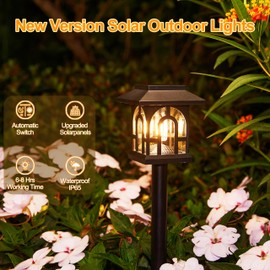 Solarlampen für Außen Garten, 6 Stück Vintage Solarleuchten für Außen mit Warmweiß Wolfram, Auto On/Off IP65 Wasserdicht Solar Gartenleuchten für Rasen, Terrasse, Hof, Garten Deko