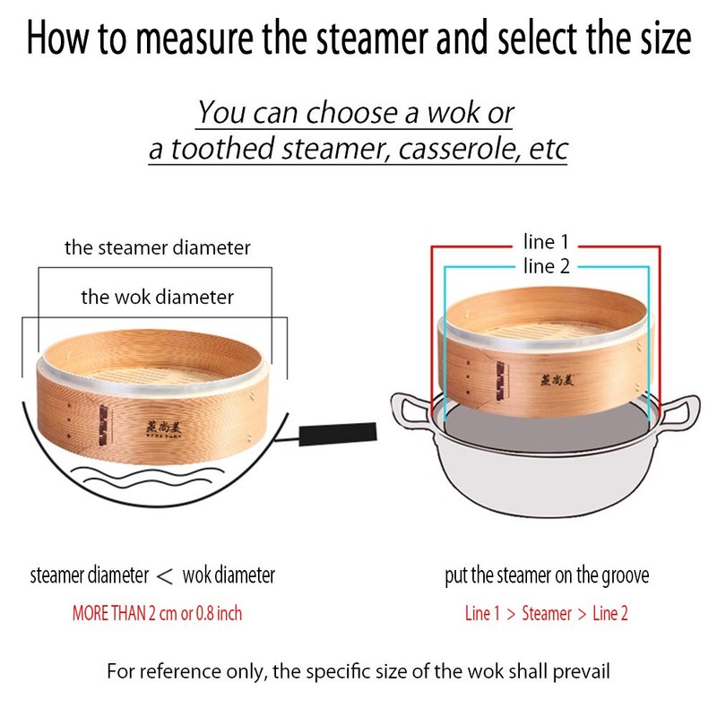 Hcooker 3 Tier Kitchen Bamboo Steamer with Double Stainless Steel