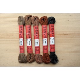 Sashiko Thread Dyed with Kakishibu (Persimmon) (Set of All 5 Kakishibu Colors)