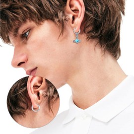 Thor Hammer Earrings 925 Sterling Silver Turquoise Hoop Earring Mens Thors Hammer Hanging Earrings Viking Mjolnir Celtic Hoop Huggie Earring Jewelry Birthday Gifts