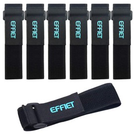 EFFIET 6 Packs Elastic Hook and Loop Cinch Adjustable Straps, Super Stretch Storage Strap Extension Cord Wrap Magic Securing Cord Organizer for Camping Gear, Yoga Mat, Knee Pad Strap Replacement