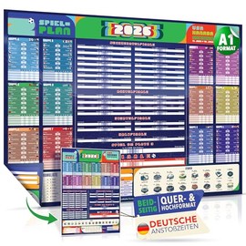Premium World Cup Game Plan 2026 Poster - XL A1 World Cup Planner 2026 - 2-in-1 Double-Sided for Wall or Door - All 104 Games, German Kick-off Times, Stadiums, World Rankings and More (84 x 60 cm