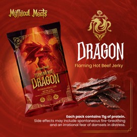 Mythical Meats Dragon Beef Jerky - 6oz, Flaming Hot Flavor, High Protein Snack, Made in USA