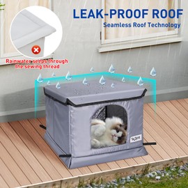 Tailtastic Weatherproof & Insulated Outdoor Cat House - Seamless Base Stays Dry,Easy Assembly, Warm Shelter for Community/Outdoor Cats(Grey)