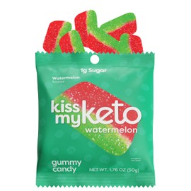 Kiss My Keto Candy Watermelon Keto Gummies 12-Pack - Low Sugar (1g), Low Carb Candy (3g-Net) | Soy & Gluten Free, Plant-Based, 80 Calories | Keto Snack Naturally Flavored, Non-GMO, Low Calorie Candy