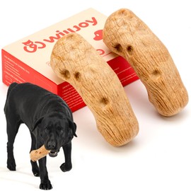 Willjoy 2-Pack Tough Dog Toys for Aggressive Chewers, Pine Wood and Nylon Dog Chew Toys, Aggressive Chew Toys for Large Dogs, Bacon Indestructible Dog Toy, Large Dog Toys to Keep Them Busy