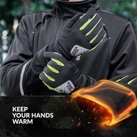 ROCKBROS Winter Gloves, Cycling Gloves, Winter Touchscreen Thermal Gloves, Running Gloves, Windproof Non-Slip Ski Gloves, Men and Women, Outdoor Thermal Gloves