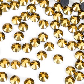 SS16 Gold Hotfix Rhinestones Crystal Glass Bulk for Fabric Clothes Shirts Shoes Decoration Flat Back Round(4MM 2880Pcs)
