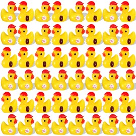 Suzile 50 Pcs Mini Resin Baseball Ducks Figurines Tiny Sport Player Duck Miniature Baseball Party Favors Gifts for Summer Beach Activity Carnival Micro Landscape Ornament Dollhouse Garden Accessories