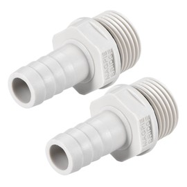 YOKIVE 2 Pack Barbed Hose Fittings Adapter for PVC Air Hose Barb (Grey, 12mm or 15/32" Barb x 1/2" G Plug)
