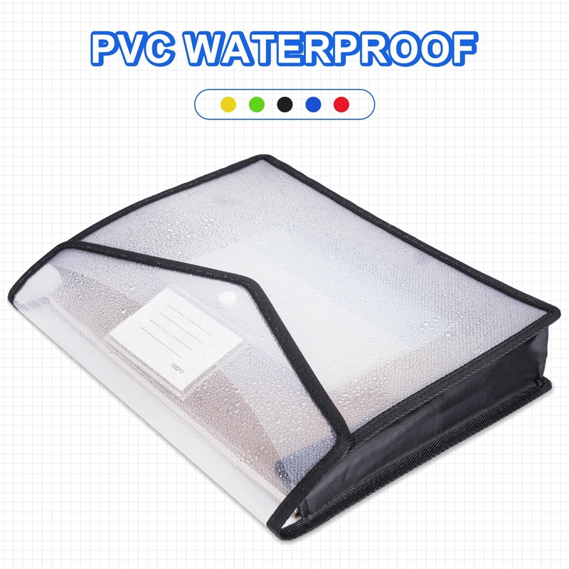 Vicloon Clear Pocket Documents, Pack of 5 Document Wallets, A4