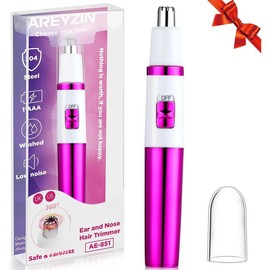 Nose Trimmer for Women Ladies Painless Ear and Nose Hair Trimmer for Men Eyebrow Facial Ear Hair Trimmer Nose Hair Clippers Professional, Waterproof, Dual-Edge Blade, Purple - Color: Rose Purple
