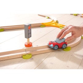HABA Kullerbü 304711 Red Sports Car, Accessories for All Kullerbü Railways, with Swing Motor, from 2 Years