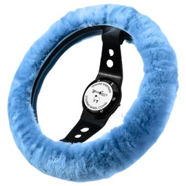 Andalus Brands Australian Sheepskin Wool Steering Wheel Cover for Women & Men - Universal 15 Inch Steering Wheels & Accessories - Eco-Friendly Wheel Cover for Car - Car Accessories (Sky Blue)