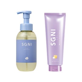 Suguni SGNI Smooth Foam Shampoo 16.9 fl oz (480 ml) & Moist Treatment, 7.1 oz (200 g), Set [Spreading Hair with Pasha, Damage Repair]