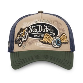 Von Dutch Unisex Adjustable Trucker Cap Khaki Beige Navy One Size, Khaki / Beige / Navy Blue, Unit size
