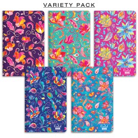 Elan Publishing Company 5 x 8 Field Book 5 Pack Set - Line Text/Bright Artistic Floral