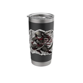 Samurai Cat in Full Battle Armor Design Stainless Steel Insulated Tumbler