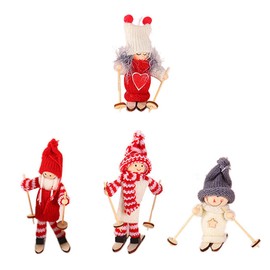 KOMBIUDA Mini Toys Xmas Decorations 4 Pack Ski Doll Decorations for Holiday Tabletop Adornment